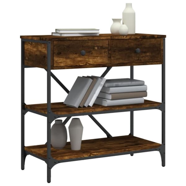 konsolbord 75x34,5x75 cm konstrueret træ røget egetræsfarve