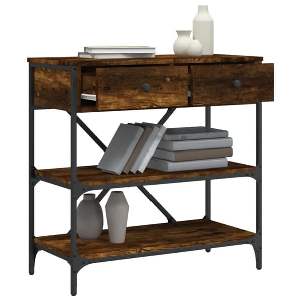 konsolbord 75x34,5x75 cm konstrueret træ røget egetræsfarve