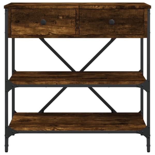 konsolbord 75x34,5x75 cm konstrueret træ røget egetræsfarve