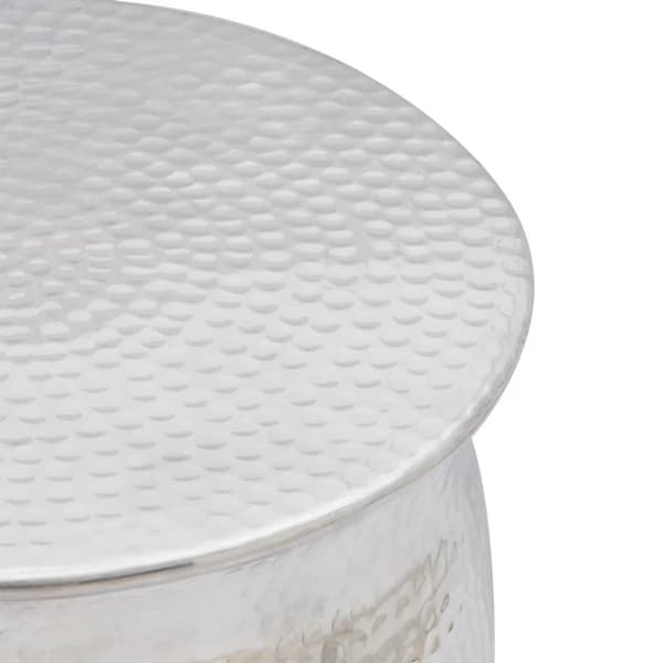 taburet/sidebord hamret aluminium sølvfarvet
