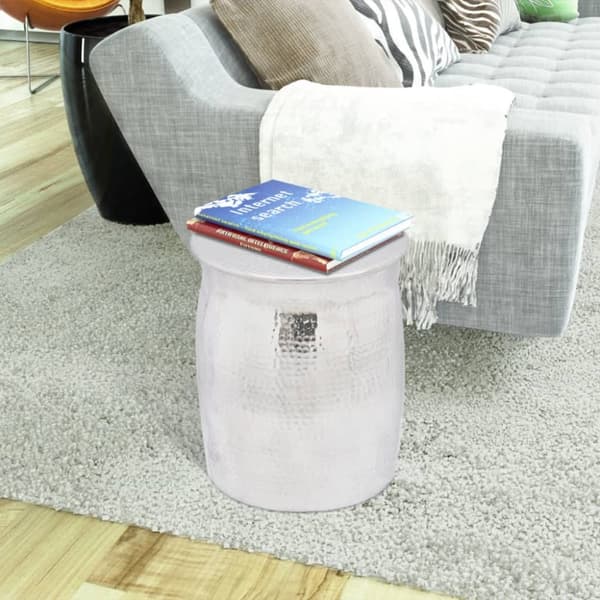 taburet/sidebord hamret aluminium sølvfarvet