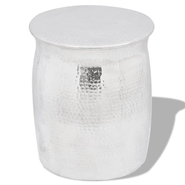 taburet/sidebord hamret aluminium sølvfarvet