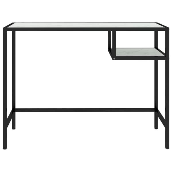 Tietokonepöytä valkoinen marmori 100x36x74 cm karkaistu lasi