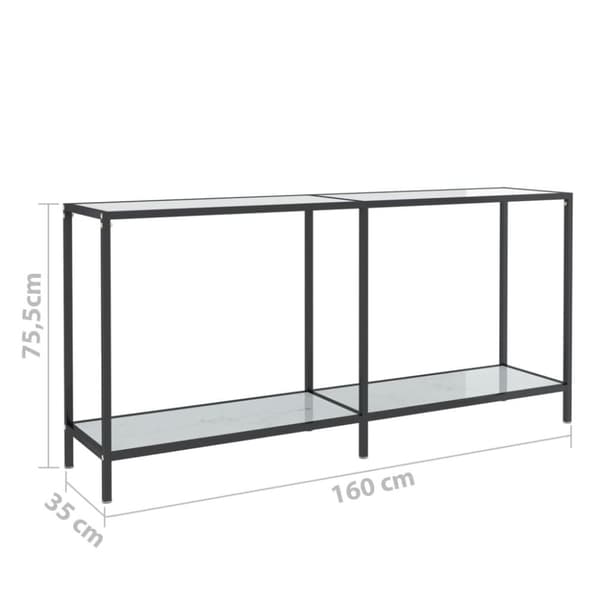 konsolbord 160x35x75,5 cm hærdet glas hvid