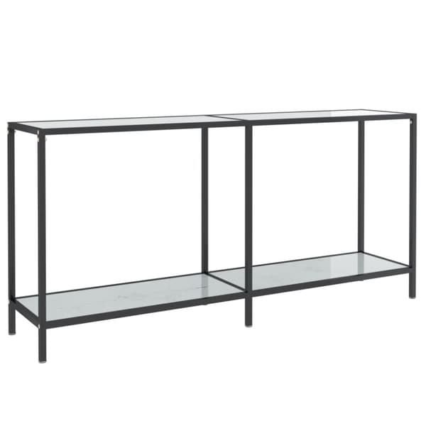 konsolbord 160x35x75,5 cm hærdet glas hvid