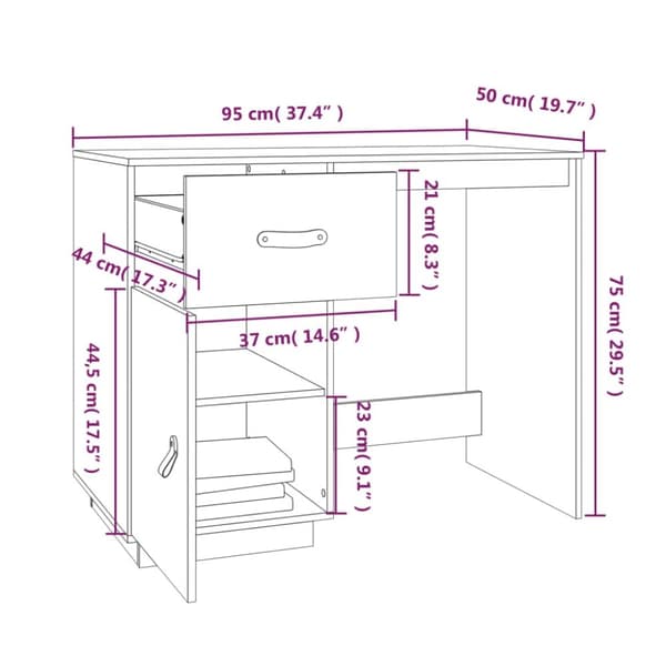 Skrivbord 95x50x75 cm massiv furu