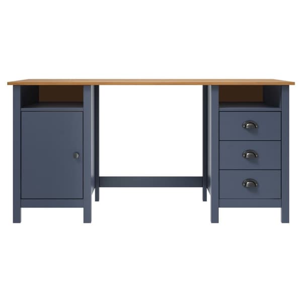 skrivebord Hill 150x50x74 cm massivt fyrretræ grå