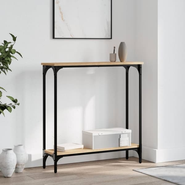 konsolbord 75x22,5x75 cm konstrueret træ sonoma-eg