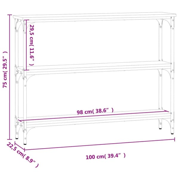 konsolbord 100x22,5x75 cm konstrueret træ grå sonoma-eg