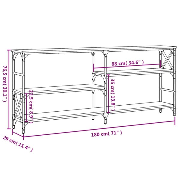 Avlastningsbord brun ek 180x29x76,5 cm konstruerat trä