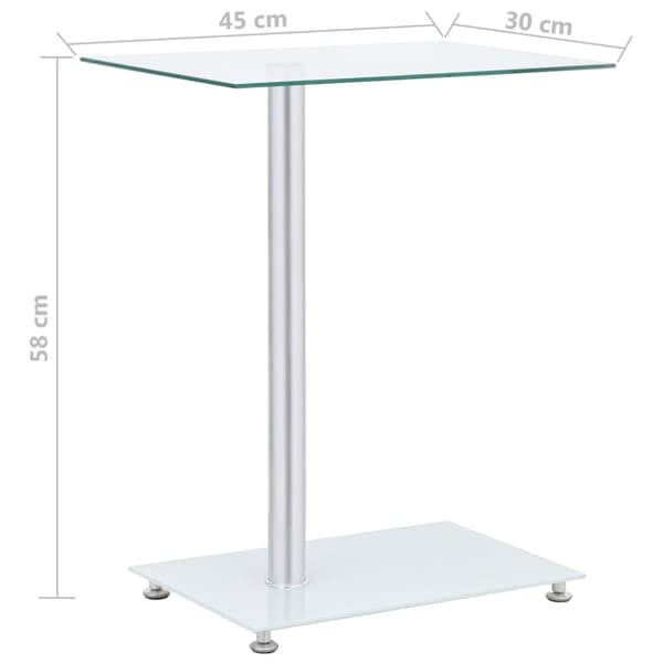 U-format sidobord genomskinligt 45x30x58 cm härdat glas