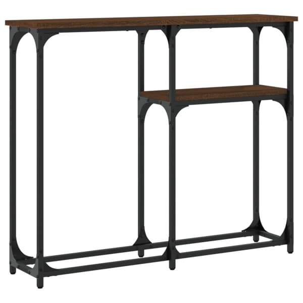 konsolbord 90x22,5x75 cm konstrueret træ brunt egetræ