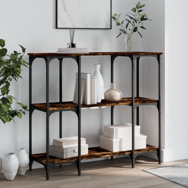 konsolbord 102x35x50 cm konstrueret træ røget egetræsfarve