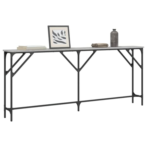 konsolbord 180x23x75 cm konstrueret træ grå sonoma-eg