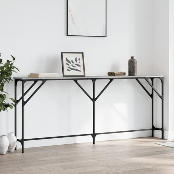 konsolbord 180x23x75 cm konstrueret træ grå sonoma-eg