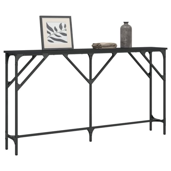 konsolbord 140x23x75 cm konstrueret træ sort