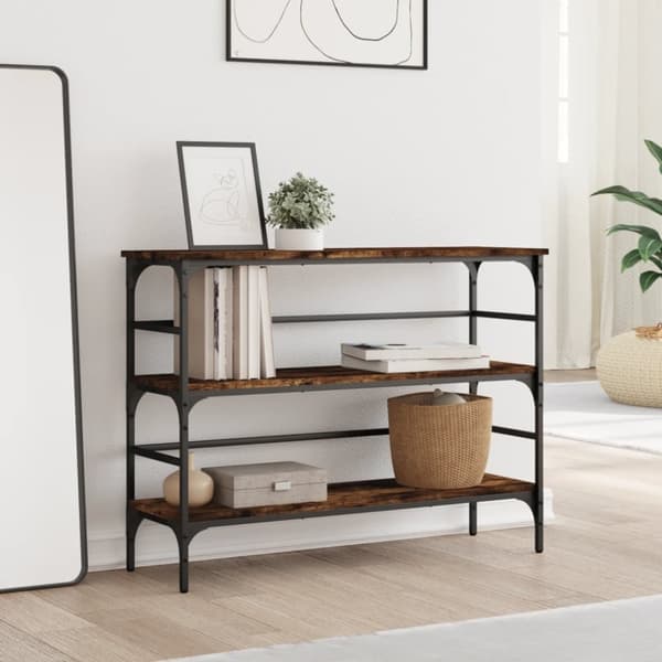 konsolbord 100x32x75 cm konstrueret træ røget egetræsfarve