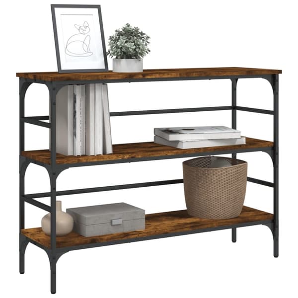 konsolbord 100x32x75 cm konstrueret træ røget egetræsfarve