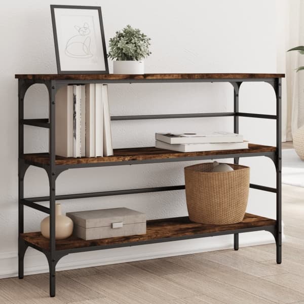 konsolbord 100x32x75 cm konstrueret træ røget egetræsfarve