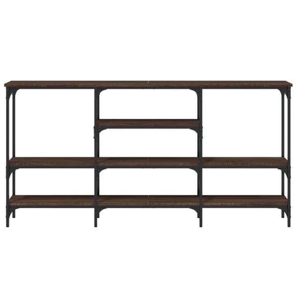 konsolbord 160x28x80 cm konstrueret træ brun egetræsfarve