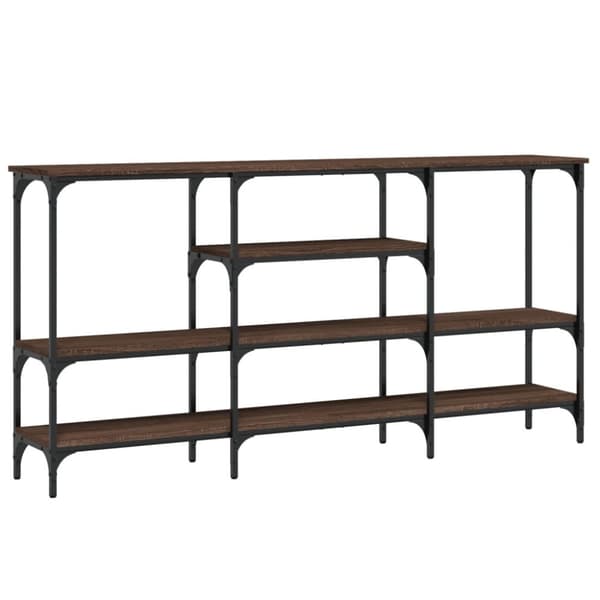 konsolbord 160x28x80 cm konstrueret træ brun egetræsfarve