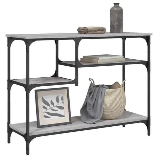 konsolbord med hylder 100x35x75 cm grå sonoma-eg