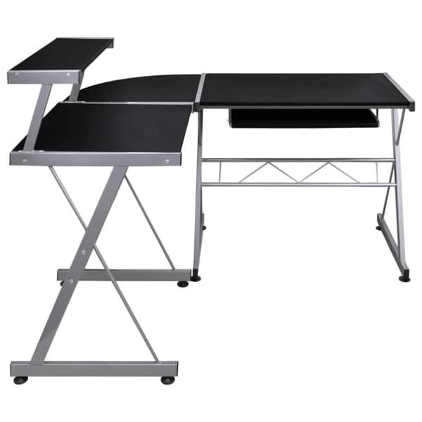 computerbord til hjørne 132x112x99 cm konstrueret træ sort