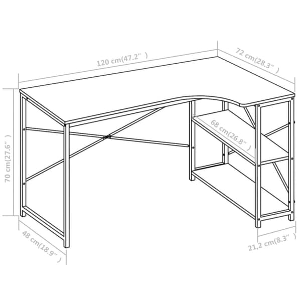 Datorbord vit 120x72x70 cm