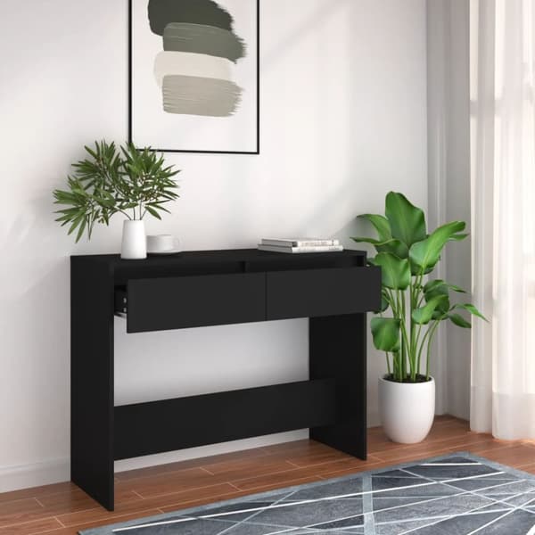 konsolbord 100x35x76,5 cm konstrueret træ sort