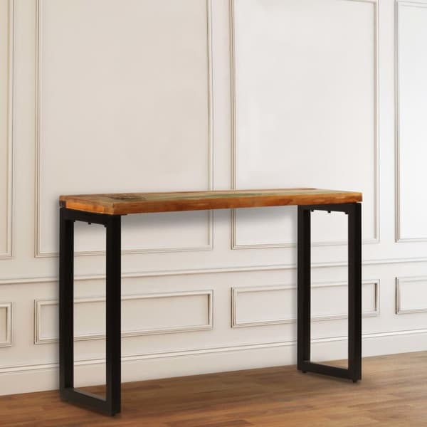 Sivupöytä 120x35x76 cm kierrätetty puu ja teräs
