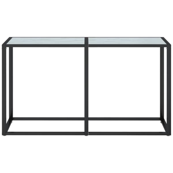 konsolbord 140x35x75,5 cm hærdet glas hvid marmor