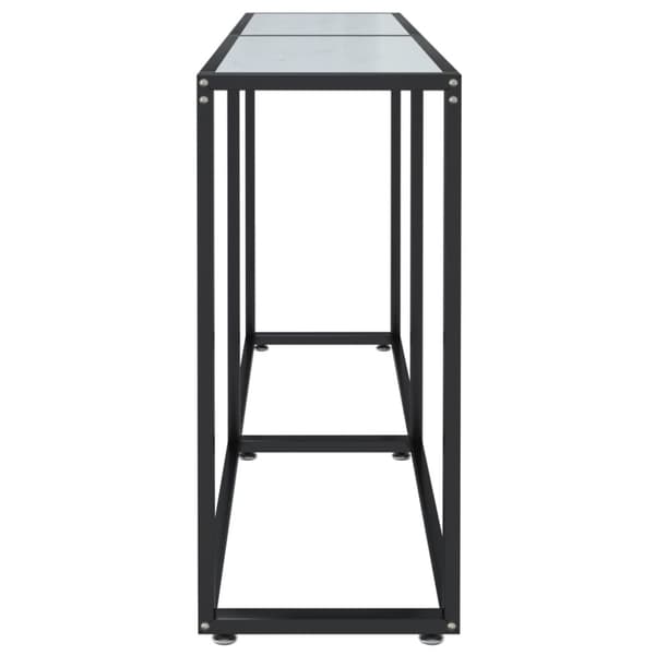 konsolbord 140x35x75,5 cm hærdet glas hvid marmor