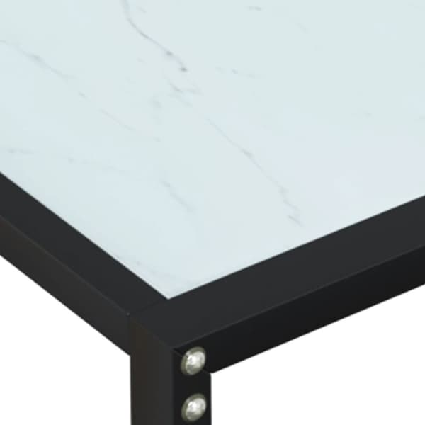 konsolbord 140x35x75,5 cm hærdet glas hvid marmor