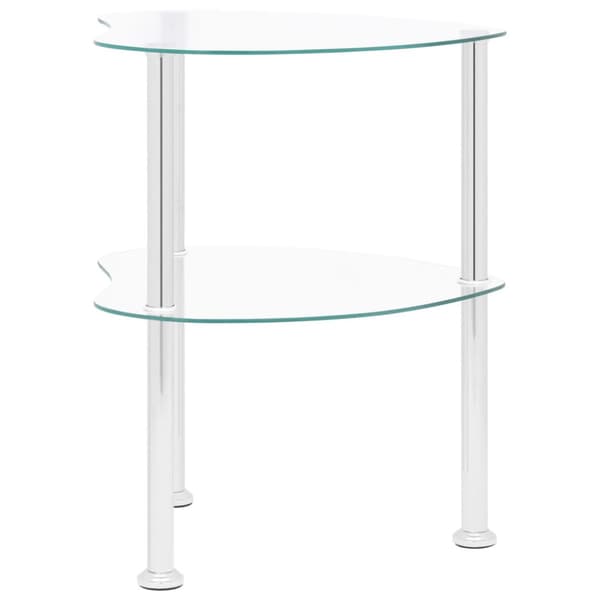 Sidobord med 2 hyllplan genomskinligt 38x38x50 cm härdat glas