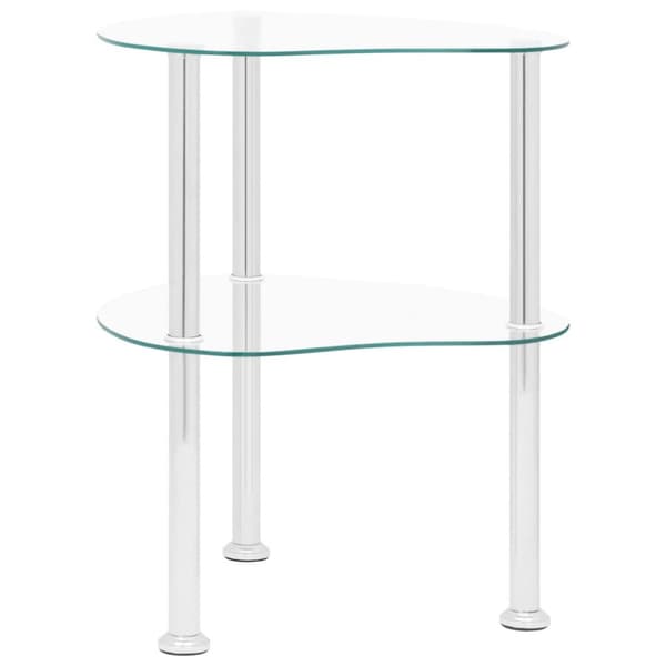 Sidobord med 2 hyllplan genomskinligt 38x38x50 cm härdat glas