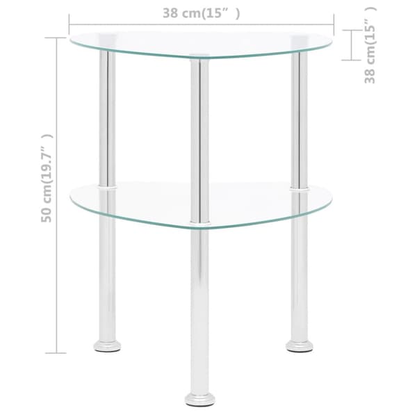 Sidobord med 2 hyllplan genomskinligt 38x38x50 cm härdat glas