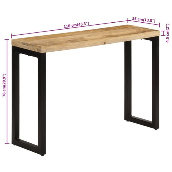 konsolbord 110x35x76 cm massivt ru mangotræ
