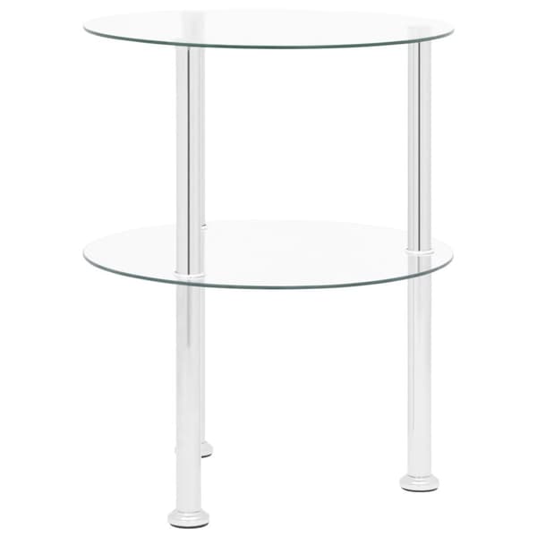 sidebord med hylde 38 cm hærdet glas transparent