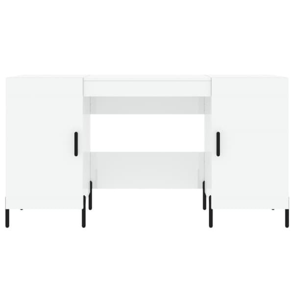skrivebord 140x50x75 cm konstrueret træ hvid højglans