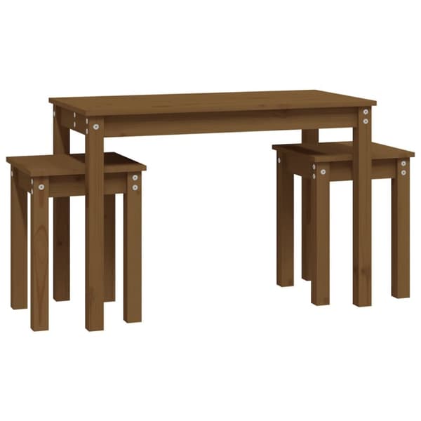 Satsbord 3 st honungsbrun massiv furu