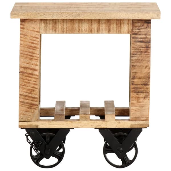 Sidobord med hjul 40x40x42 cm grovt mangoträ