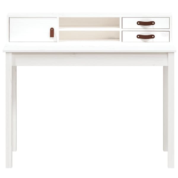 Skrivbord vit 110x50x93 cm massiv furu