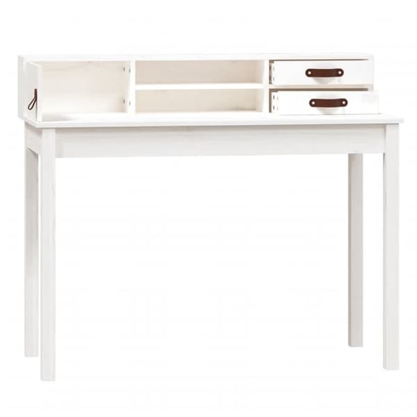 Skrivbord vit 110x50x93 cm massiv furu
