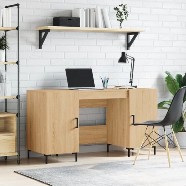 skrivebord 140x50x75 cm konstrueret træ sonoma-eg