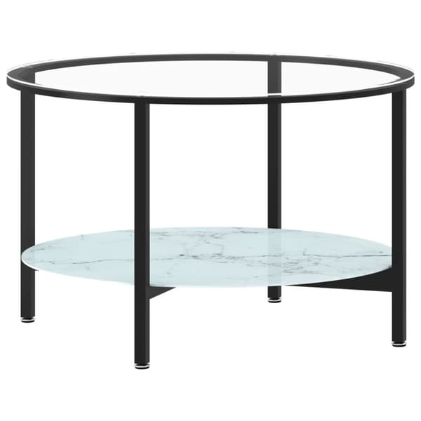 Teepöytä musta ja valkoinen marmori 70 cm karkaistu lasi