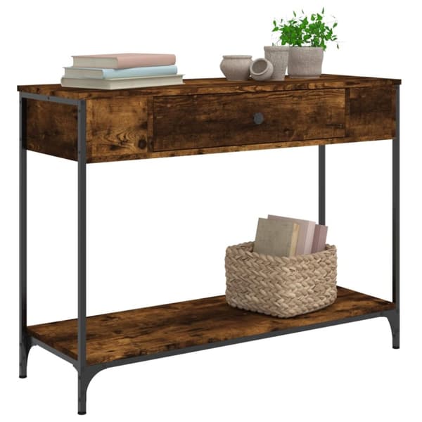 konsolbord 100x34,5x75 cm konstrueret træ røget egetræsfarve