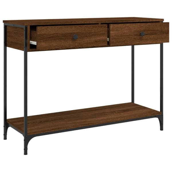 konsolbord 100x34,5x75 cm konstrueret træ brunt egetræ