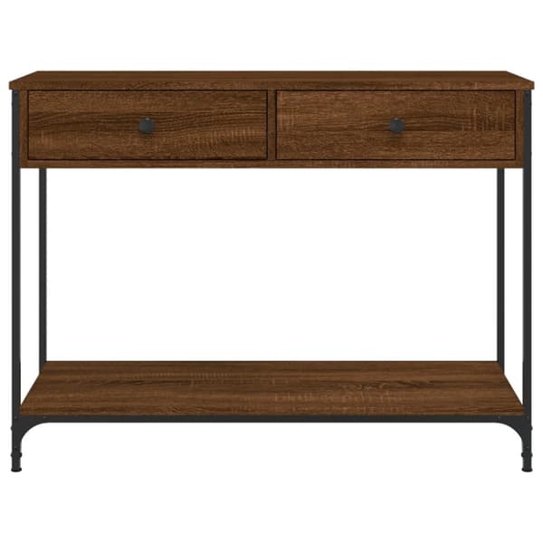 konsolbord 100x34,5x75 cm konstrueret træ brunt egetræ