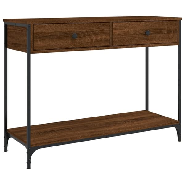 konsolbord 100x34,5x75 cm konstrueret træ brunt egetræ