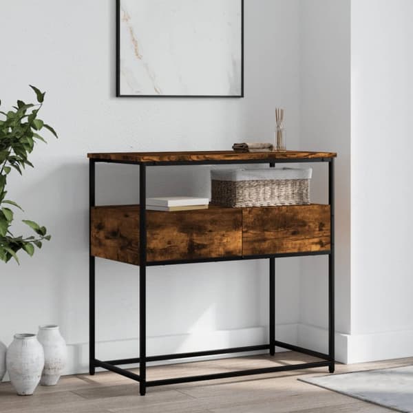 konsolbord 75x40x75 cm konstrueret træ røget egetræsfarve